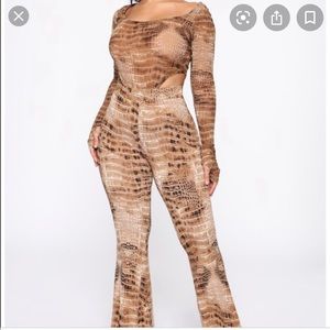 NWOT* Fashion Nova High Leg Sheer bodysuit&Flares